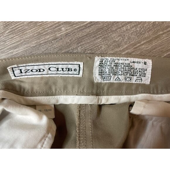 Vintage 90s Izod Club Khaki Pleated High Waisted Mom Shorts Sz 8 - Picture 5 of 9